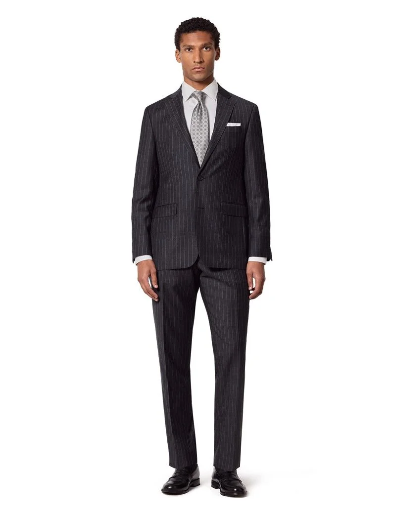 Tailored Fit Charcoal Chalk Stripe Suit thumbnail 9
