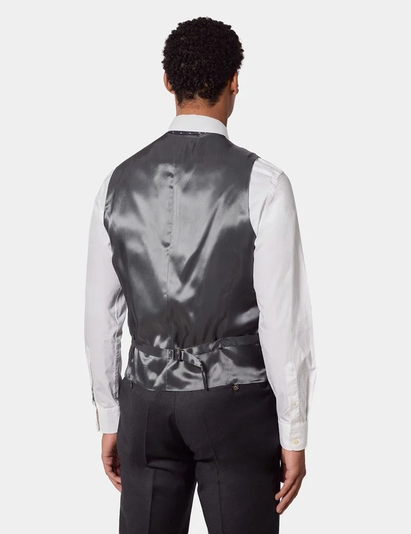 Tailored Fit Charcoal Twill Waistcoat thumbnail 5