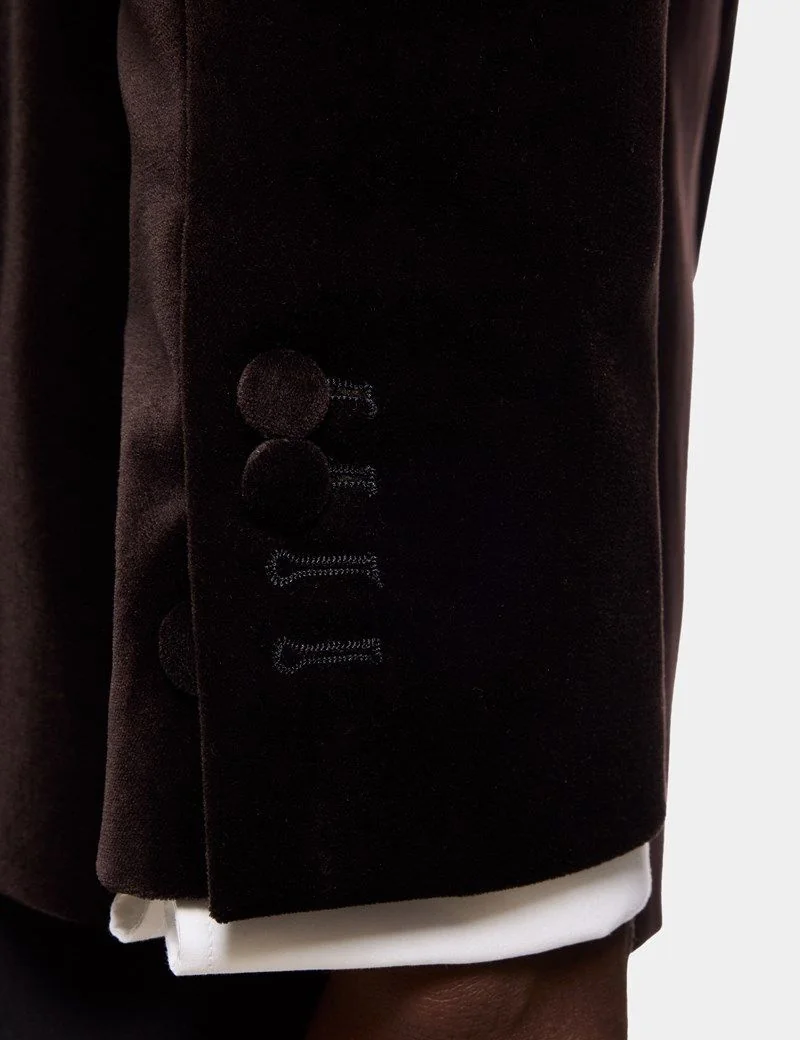 Tailored Fit Chocolate Brown Velvet Jacket thumbnail 4