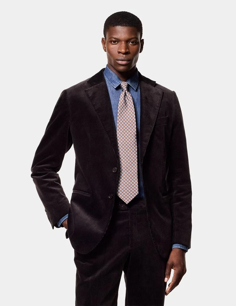 Tailored Fit Chocolate Corduroy 1913 Suit Jacket thumbnail 2