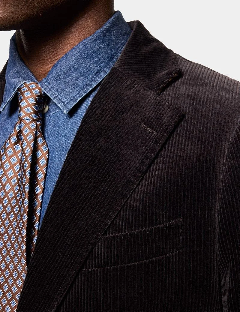 Tailored Fit Chocolate Corduroy 1913 Suit Jacket thumbnail 3