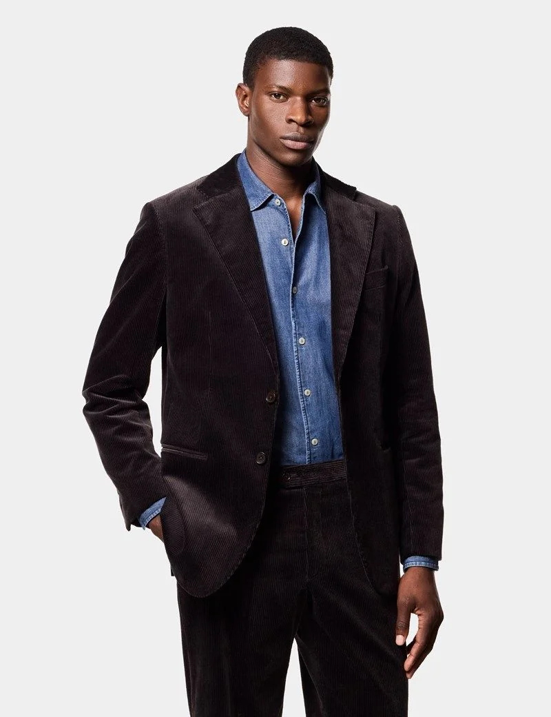 Tailored Fit Chocolate Corduroy 1913 Suit Jacket thumbnail 4