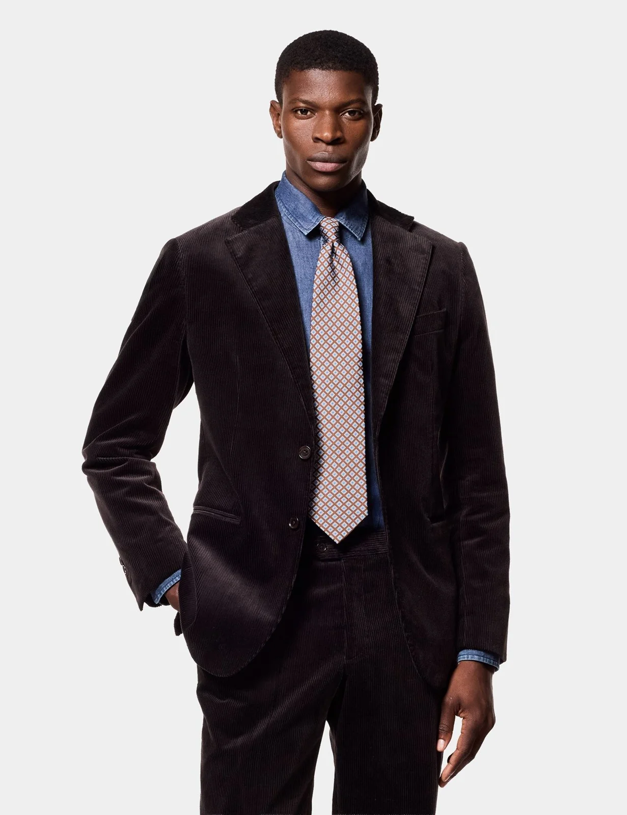 Tailored Fit Chocolate Corduroy 1913 Suit Jacket primary image