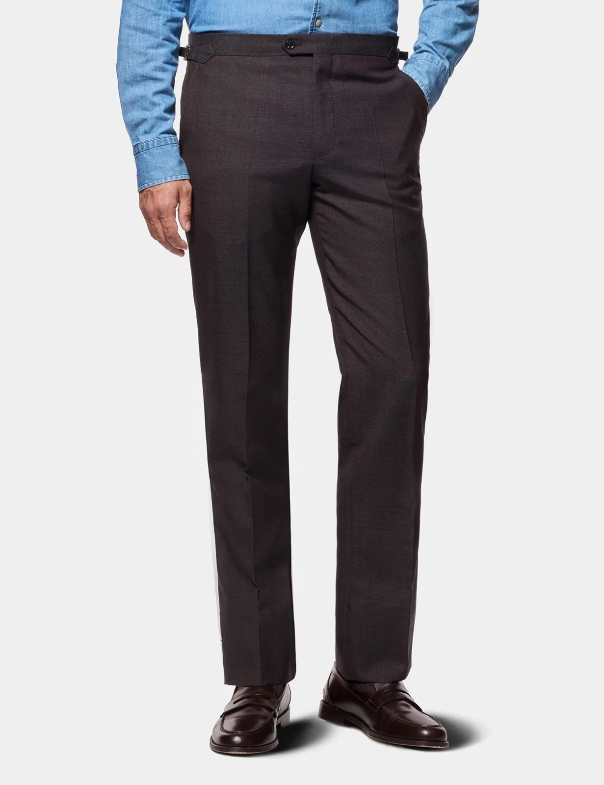 Tailored Fit Chocolate Crepe 1913 Suit Trousers primary image