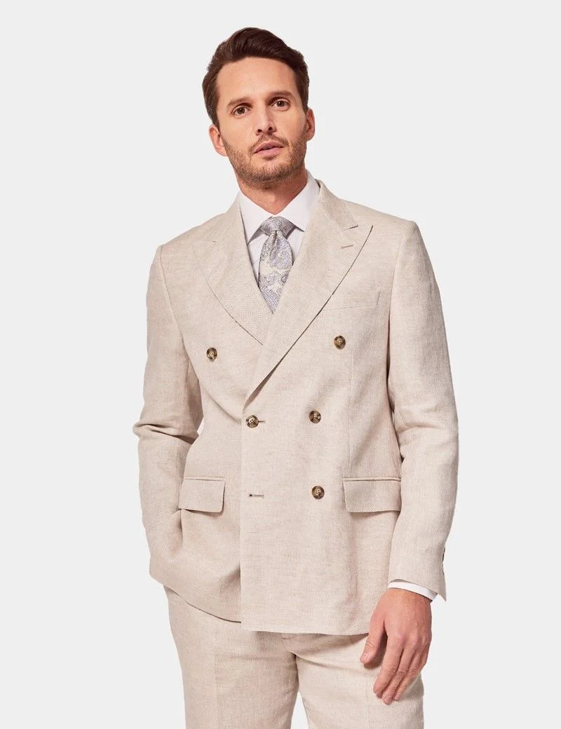 Tailored Fit Cream 1913 Linen Suit Jacket thumbnail 2
