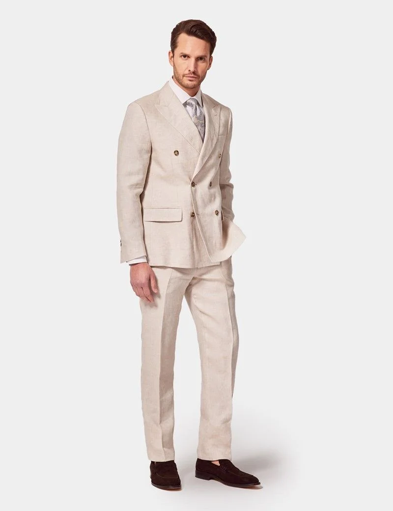 Tailored Fit Cream 1913 Linen Suit Jacket thumbnail 4