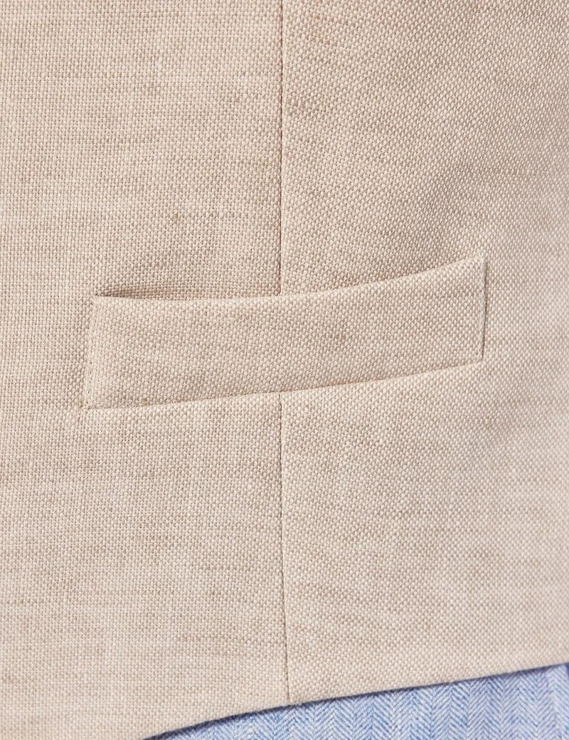 Tailored Fit Cream 1913 Linen Waistcoat thumbnail 4
