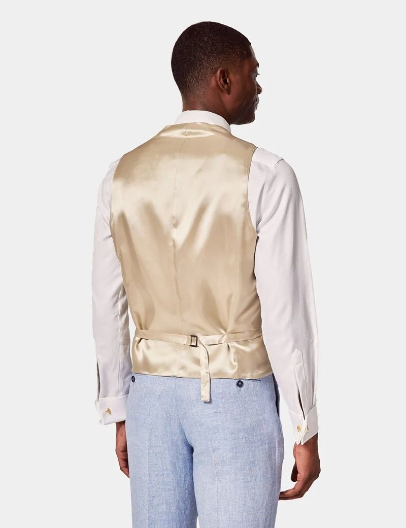 Tailored Fit Cream 1913 Linen Waistcoat thumbnail 5