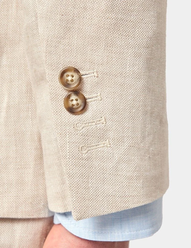 Tailored Fit Cream Semi Plain 1913 Linen Suit thumbnail 3