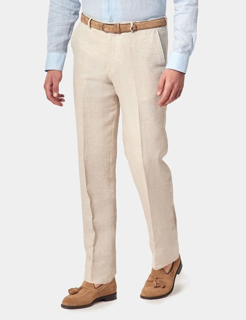 Tailored Fit Cream Semi Plain 1913 Linen Suit thumbnail 4