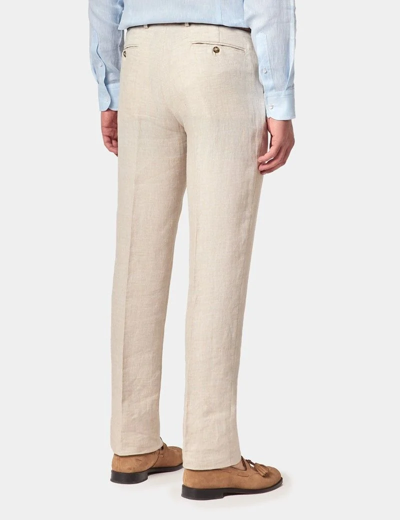 Tailored Fit Cream Semi Plain 1913 Linen Suit thumbnail 6