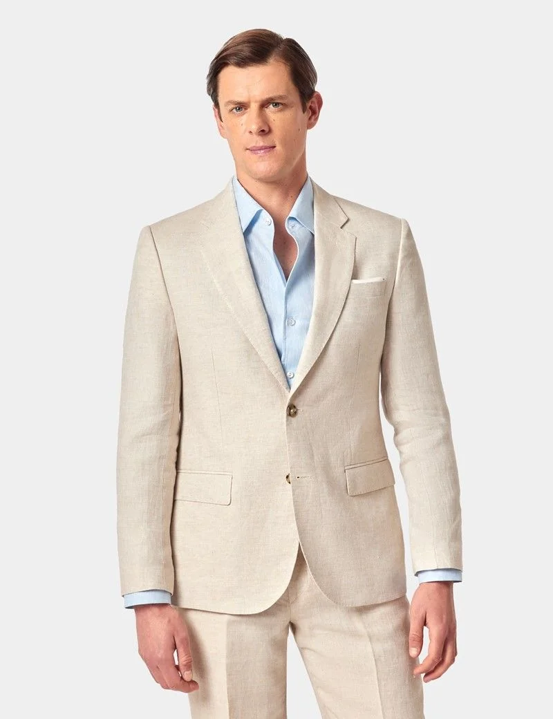 Tailored Fit Cream Semi Plain 1913 Linen Suit thumbnail 8