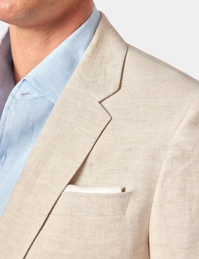 Tailored Fit Cream Semi Plain 1913 Linen Suit thumbnail 9