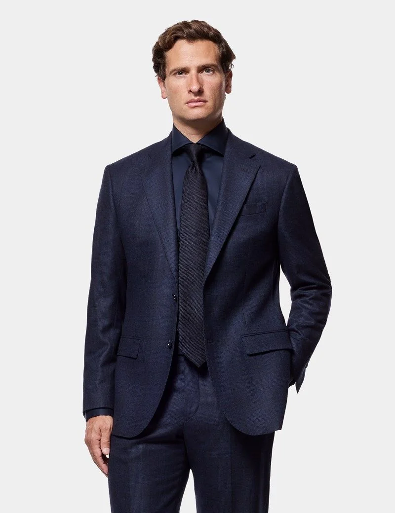 Tailored Fit Dark Blue Check 1913 Suit Jacket thumbnail 2