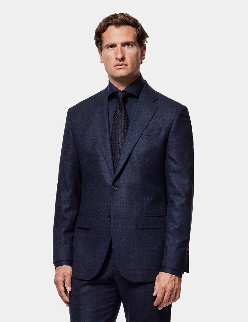 Tailored Fit Dark Blue Check 1913 Suit thumbnail 7