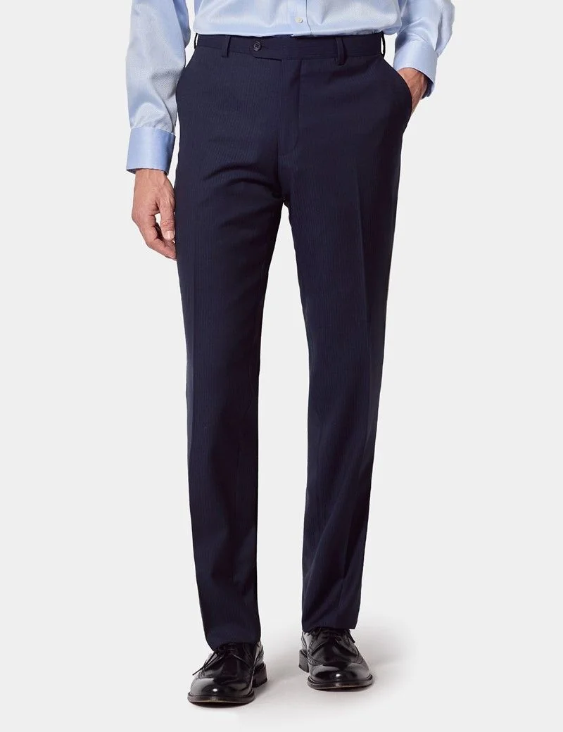 Tailored Fit Dark Blue Pinstripe Suit Trousers thumbnail 2