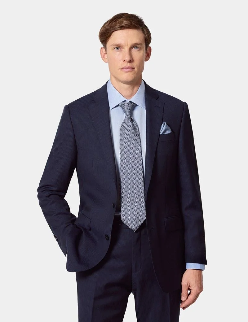 Tailored Fit Dark Blue Pinstripe Suit thumbnail 2