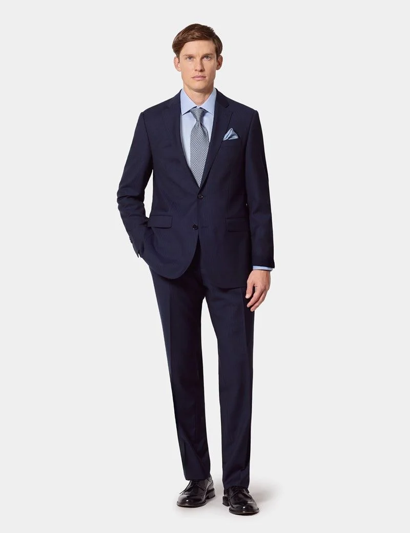 Tailored Fit Dark Blue Pinstripe Suit thumbnail 3