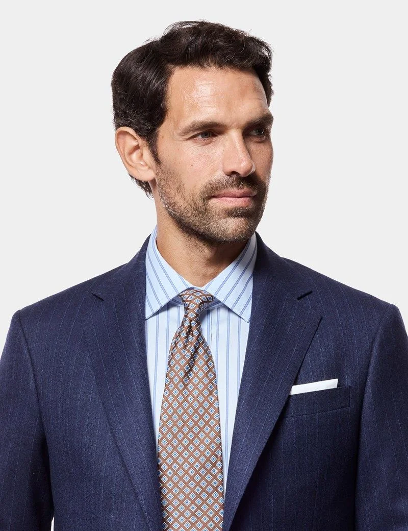 Tailored Fit Dark Blue Stripe 1913 Suit Jacket thumbnail 2