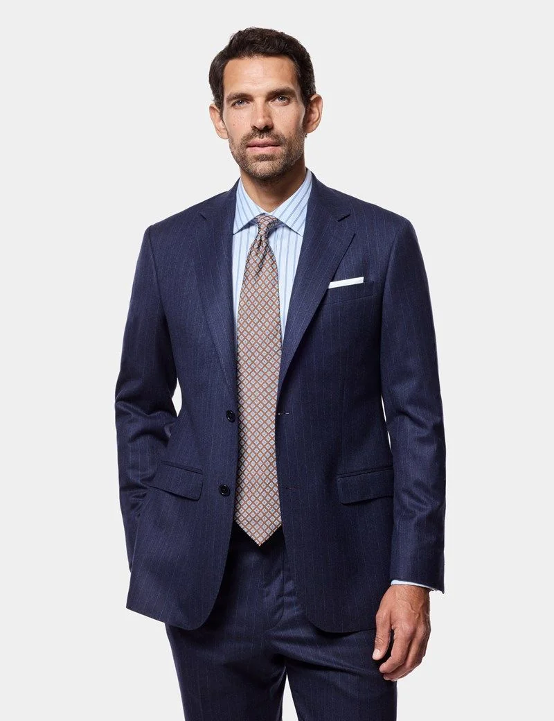 Tailored Fit Dark Blue Stripe 1913 Suit Jacket thumbnail 3