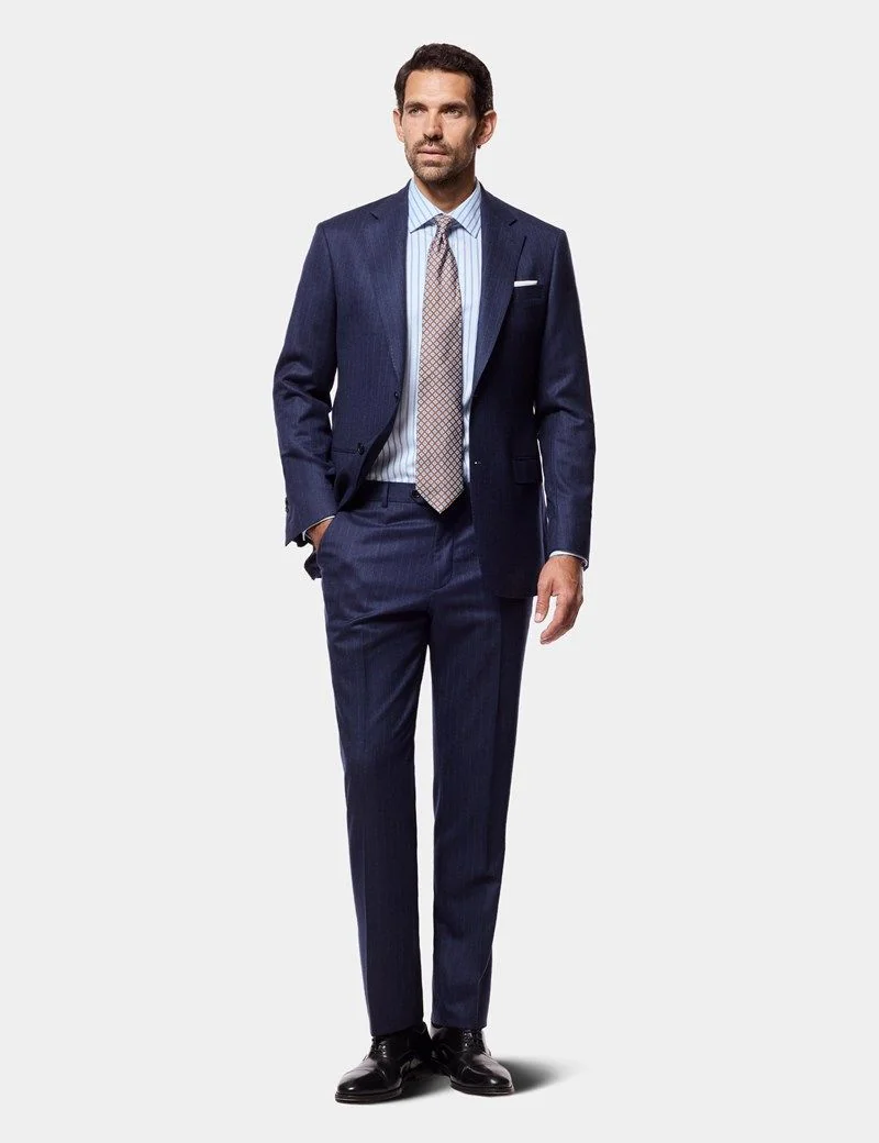 Tailored Fit Dark Blue Stripe 1913 Suit Jacket thumbnail 6