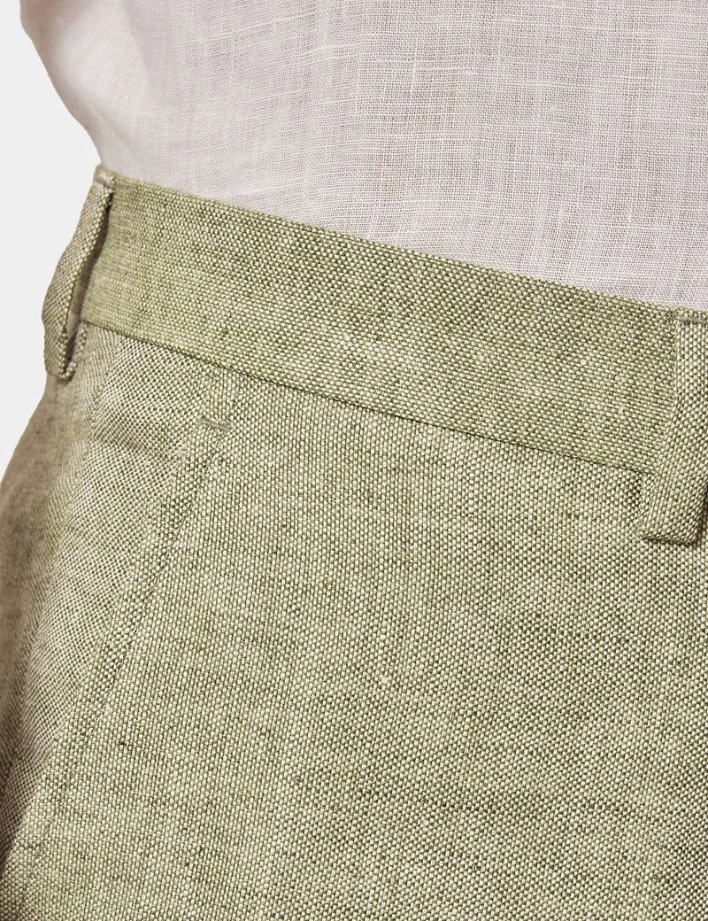 Tailored Fit Green 1913 Linen Trousers thumbnail 3