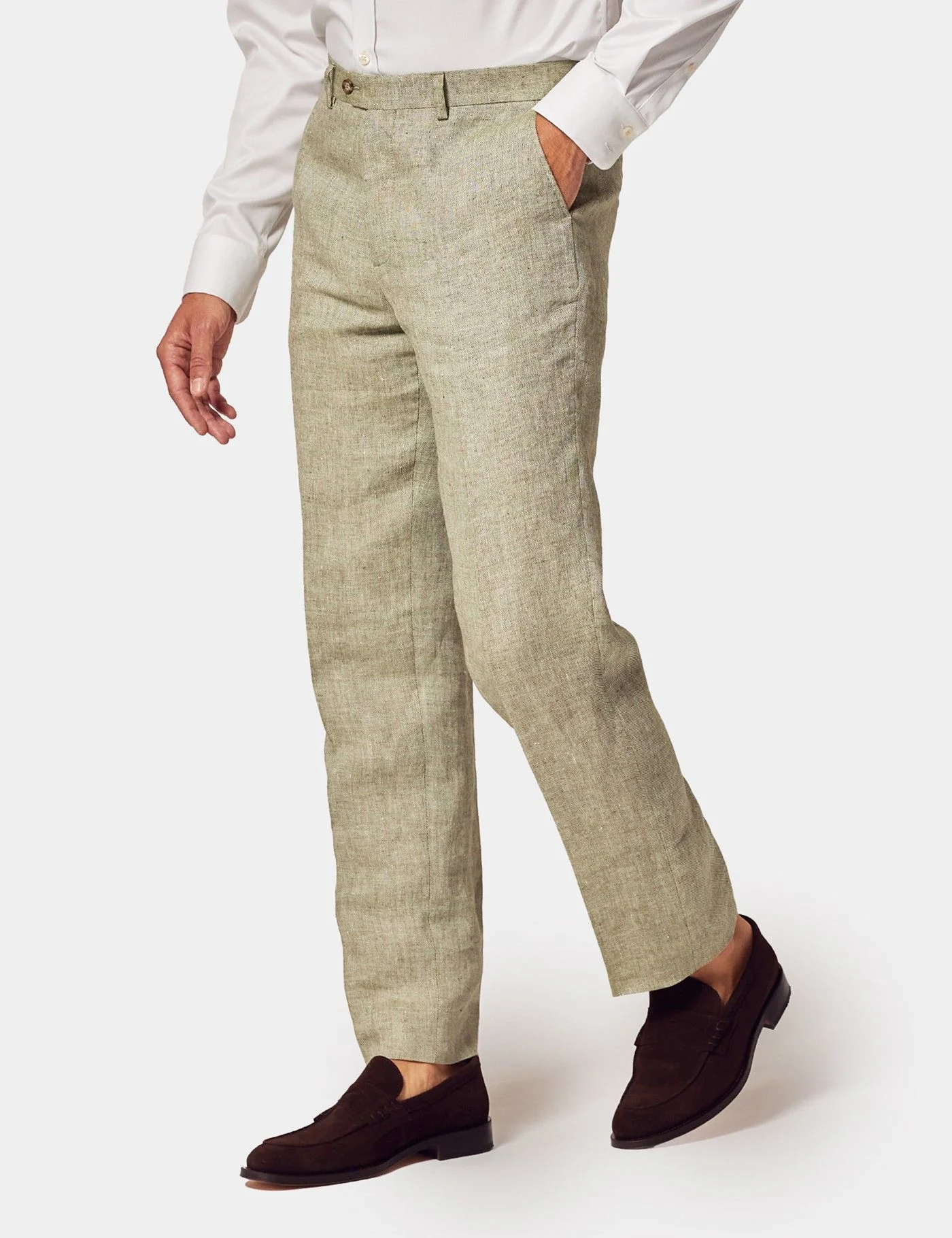 Tailored Fit Green 1913 Linen Trousers primary image