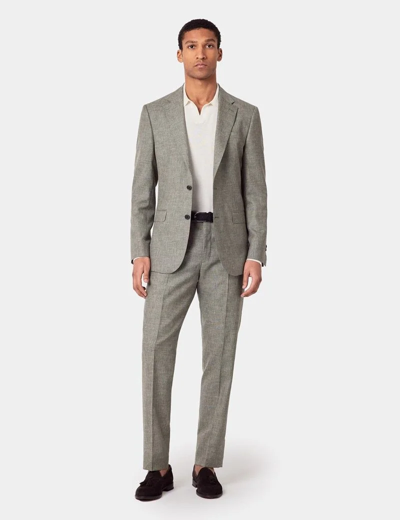 Tailored Fit Green Semi Plain 1913 Suit Trousers thumbnail 5