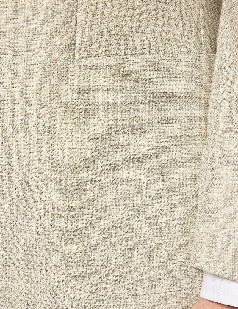 Tailored Fit Green Twill Wool-Silk Blazer thumbnail 4