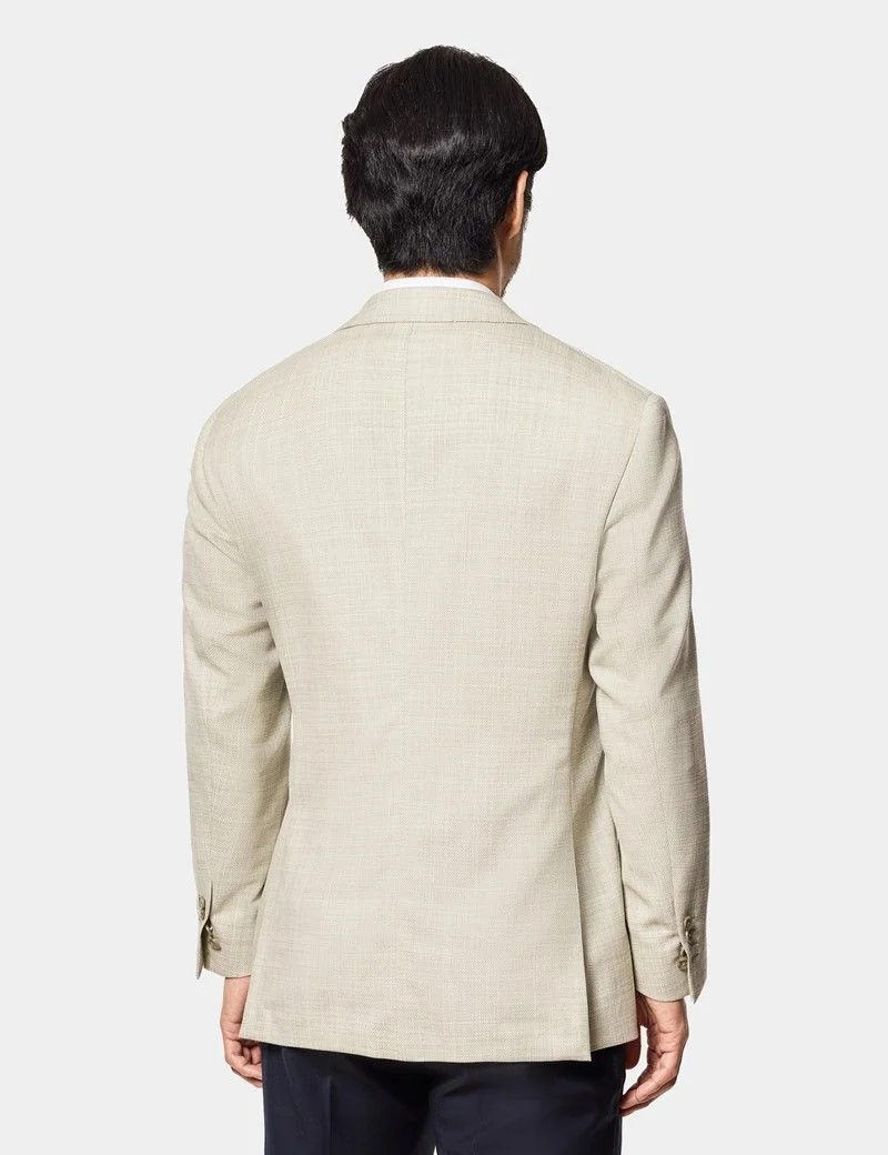 Tailored Fit Green Twill Wool-Silk Blazer thumbnail 5