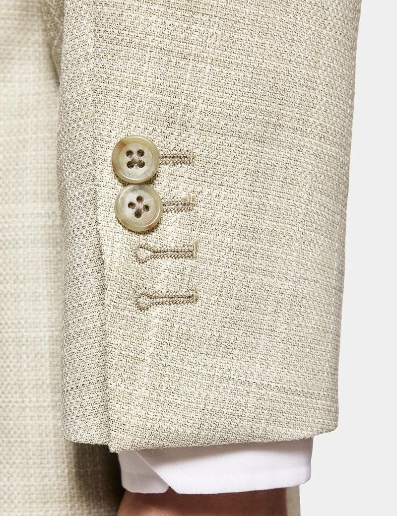 Tailored Fit Green Twill Wool-Silk Blazer thumbnail 7