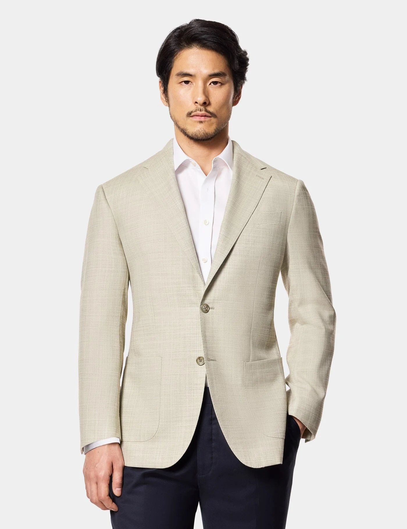 Tailored Fit Green Twill Wool-Silk Blazer primary image