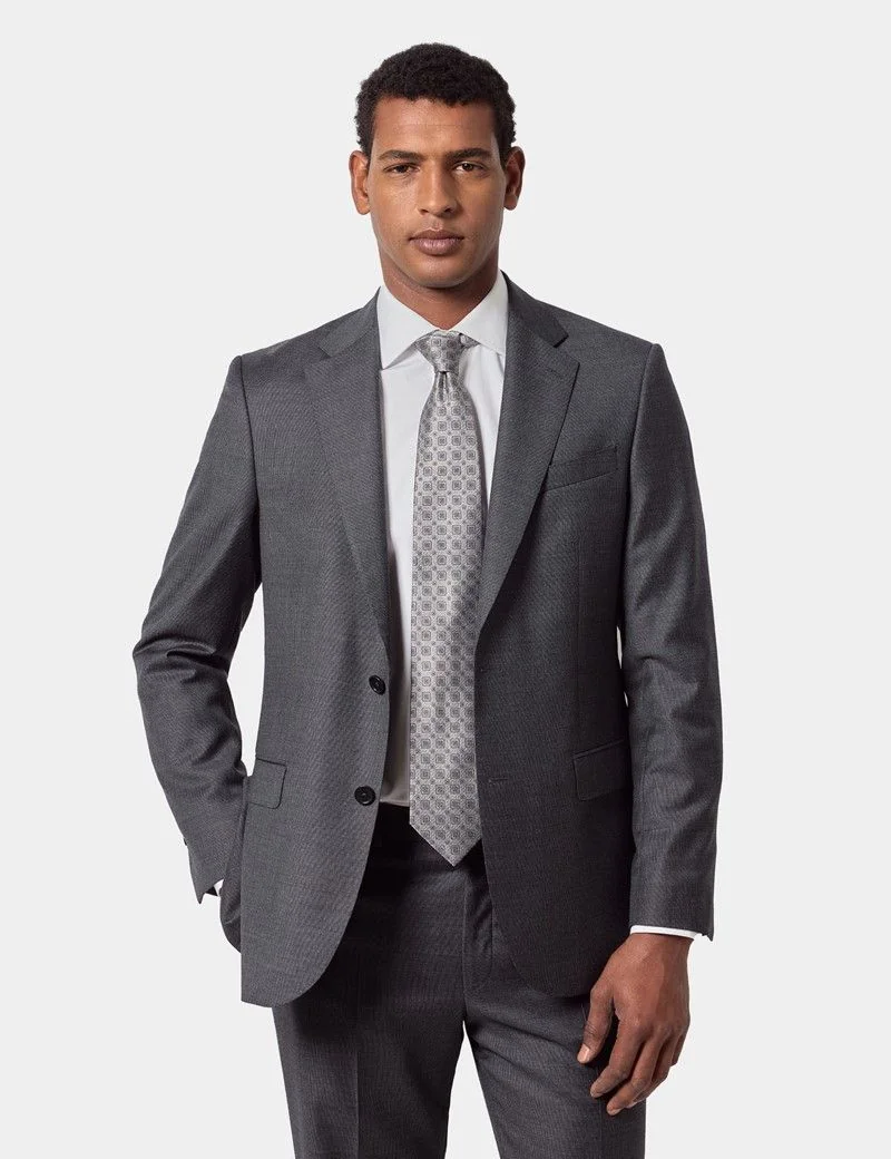 Tailored Fit Grey Semi Plain 1913 Suit Jacket thumbnail 8