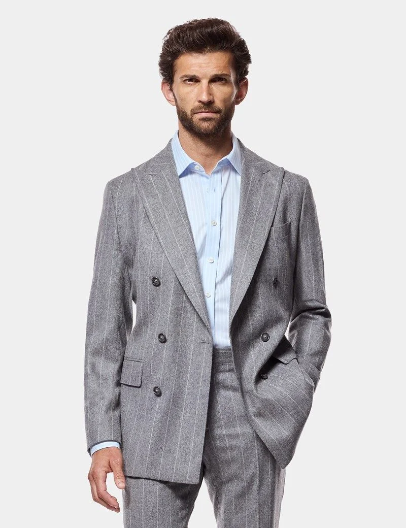 Tailored Fit Grey Stripe 1913 Suit Jacket thumbnail 3