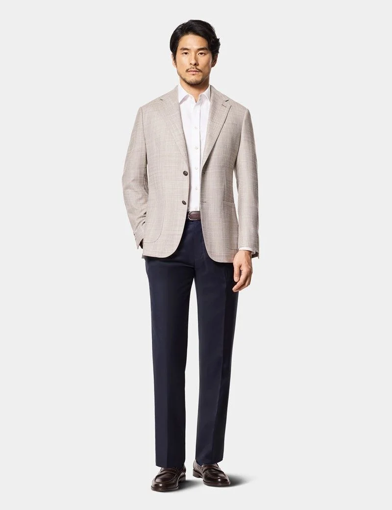 Tailored Fit Light Brown Twill Wool-Silk Blazer thumbnail 3