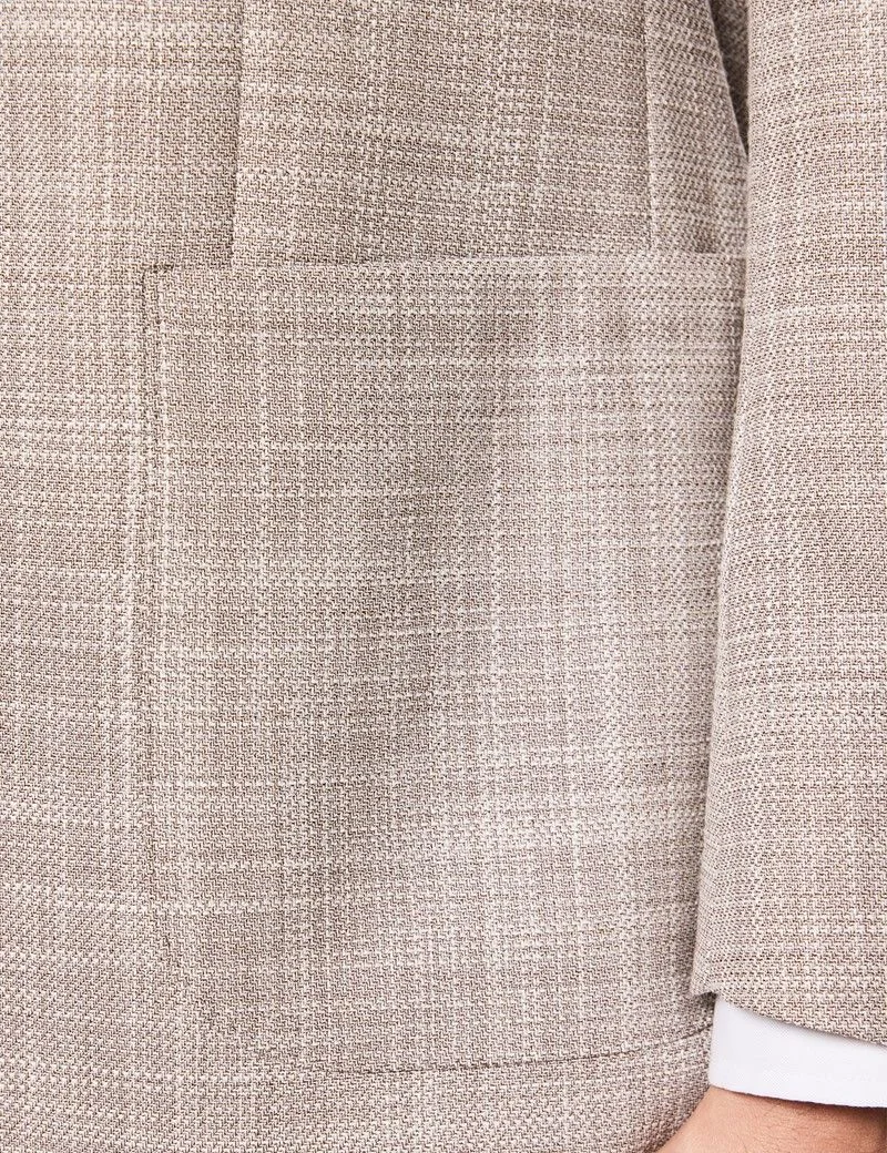 Tailored Fit Light Brown Twill Wool-Silk Blazer thumbnail 5