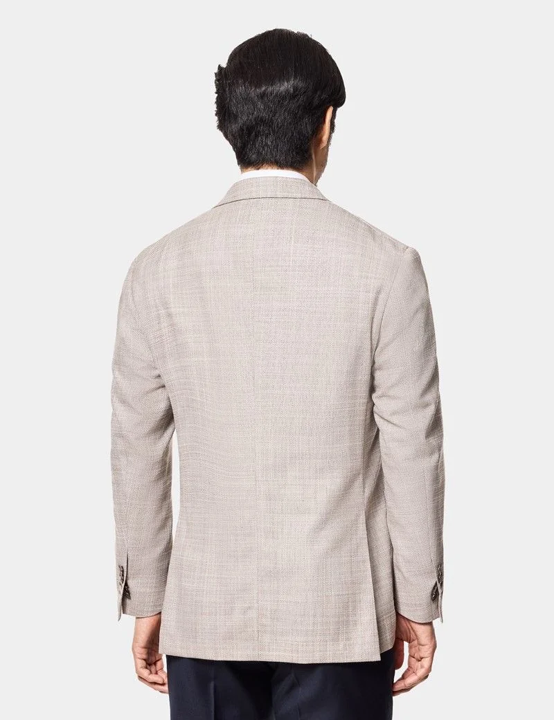 Tailored Fit Light Brown Twill Wool-Silk Blazer thumbnail 6