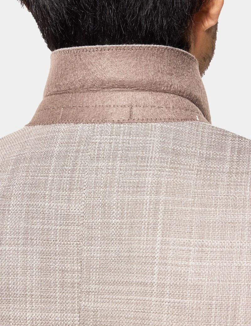 Tailored Fit Light Brown Twill Wool-Silk Blazer thumbnail 7