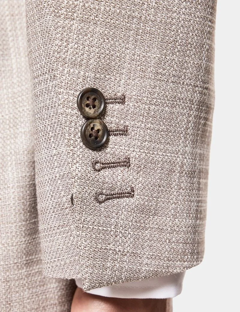 Tailored Fit Light Brown Twill Wool-Silk Blazer thumbnail 8