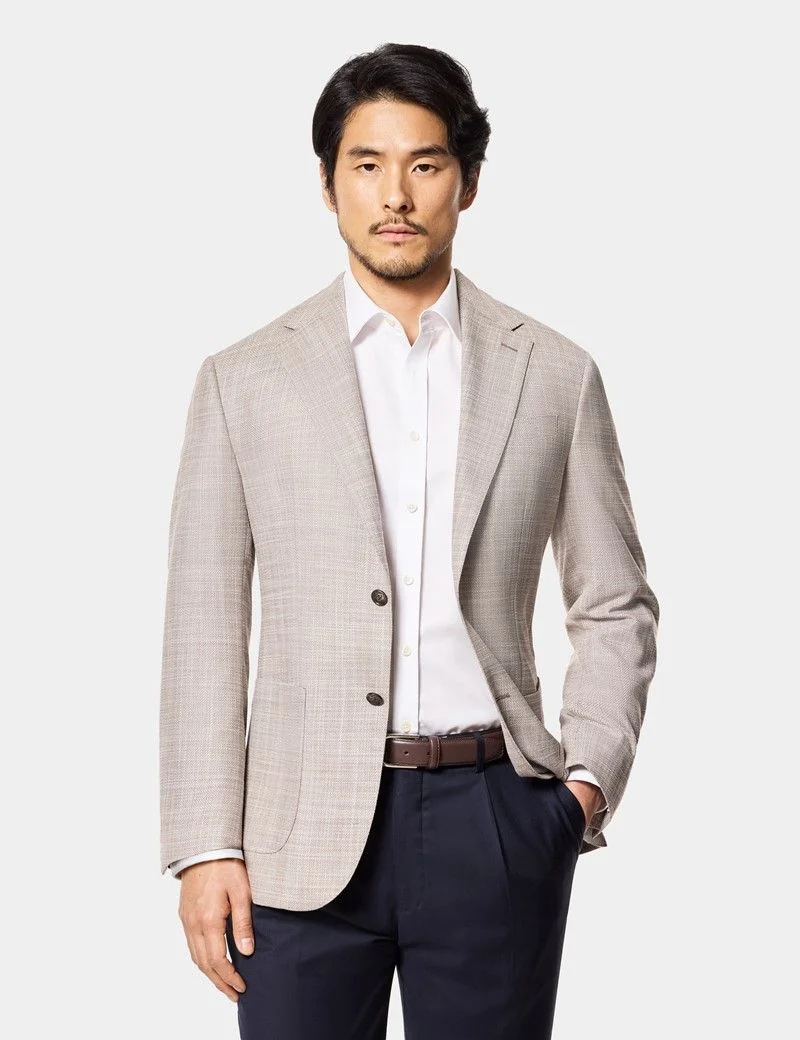 Tailored Fit Light Brown Twill Wool-Silk Blazer thumbnail 9