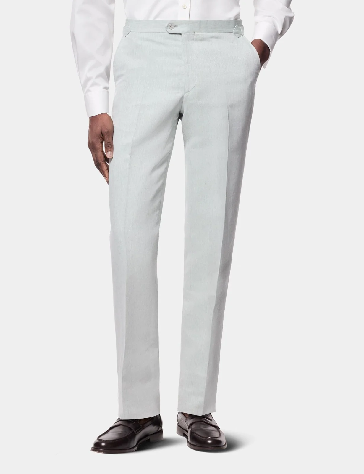 Tailored Fit Light Green 1913 Suit Trousers With Side Adjusters primary image