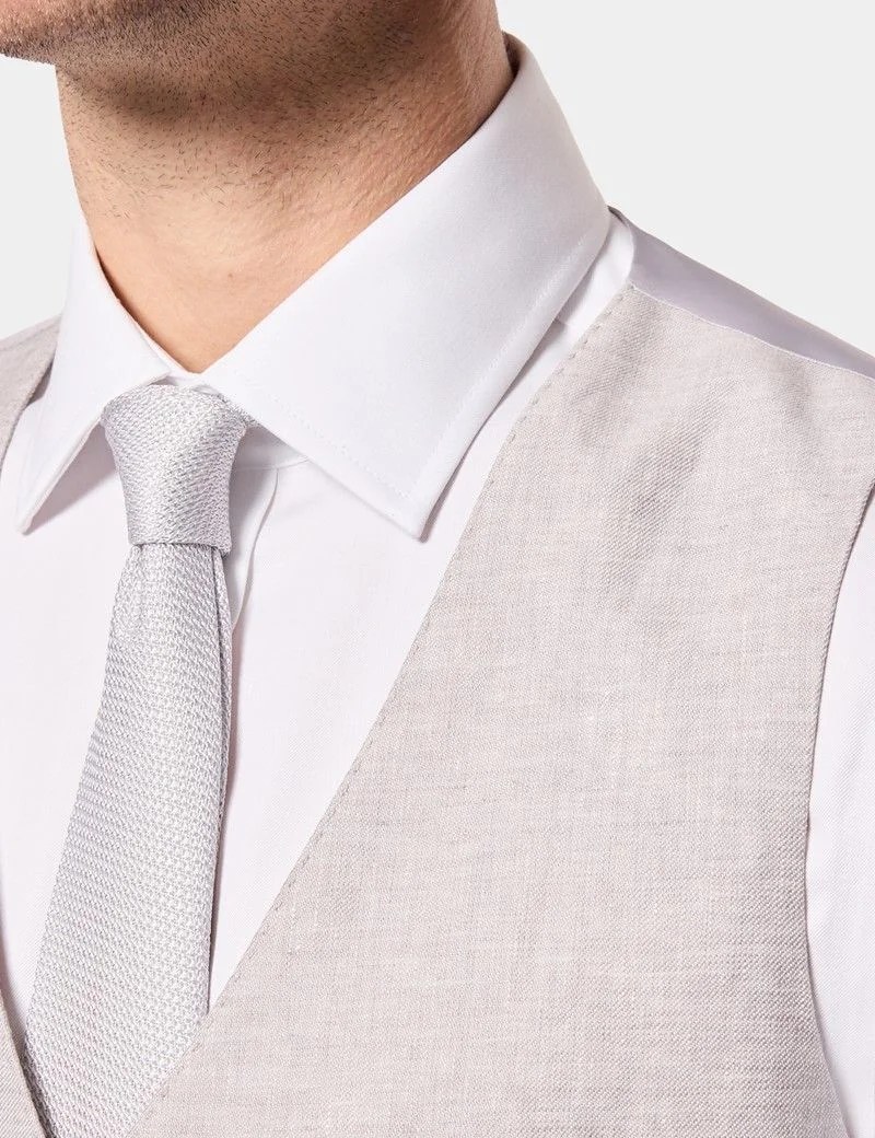 Tailored Fit Light Grey Waistcoat thumbnail 3