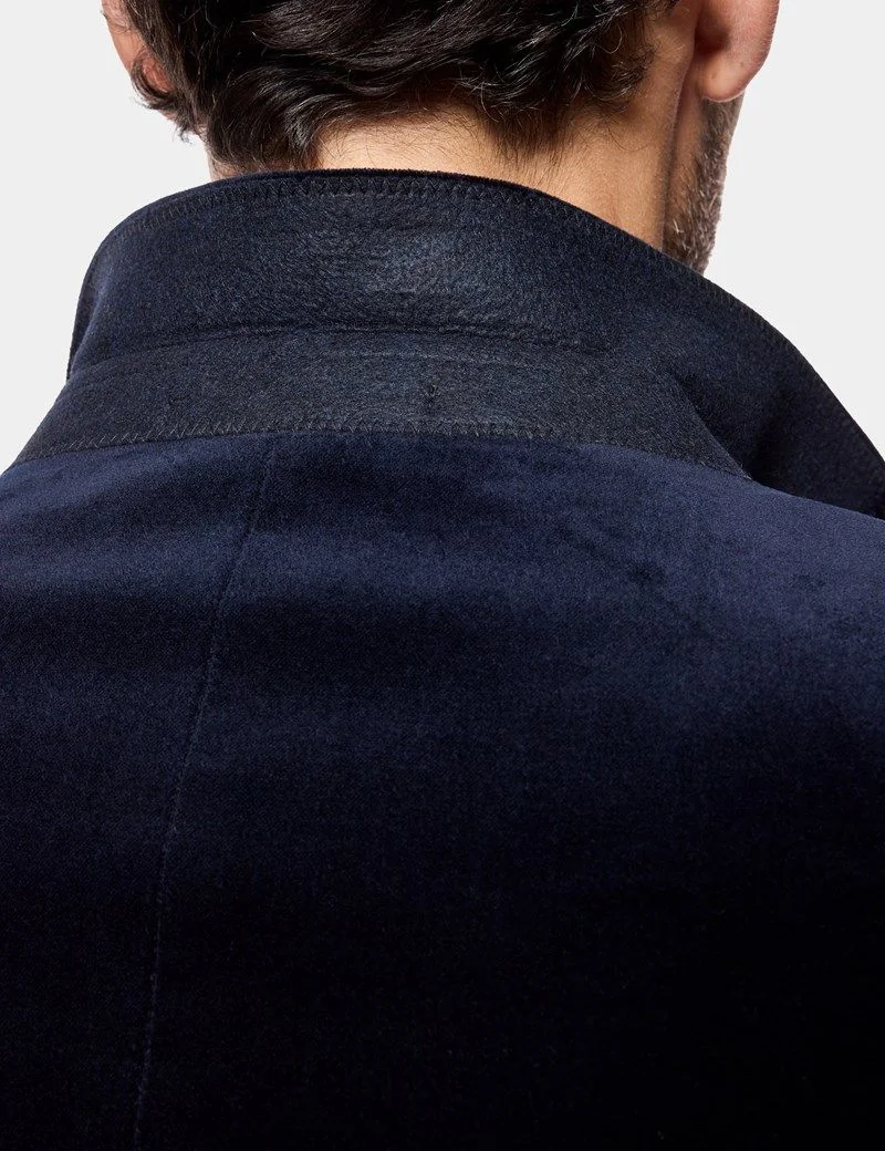 Tailored Fit Midnight Blue Velvet Jacket thumbnail 4