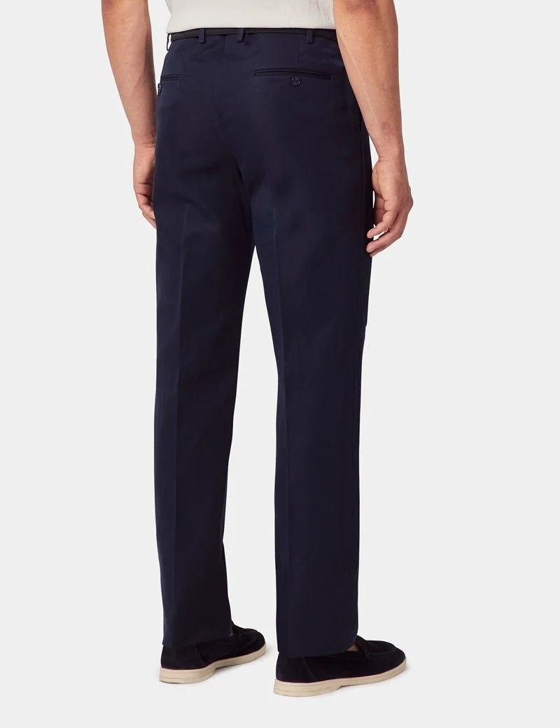 Tailored Fit Navy 1913 Linen Trousers thumbnail 4