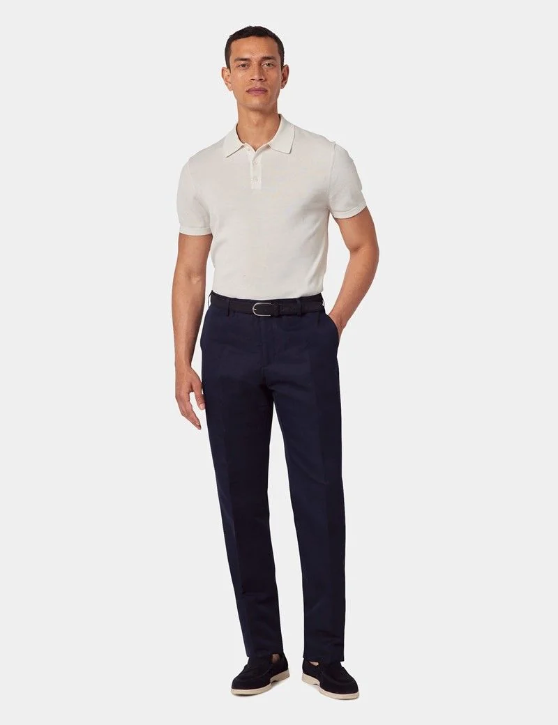 Tailored Fit Navy 1913 Linen Trousers thumbnail 5