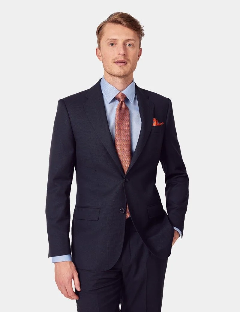 Tailored Fit Navy Birdseye 1913 Suit Jacket thumbnail 2