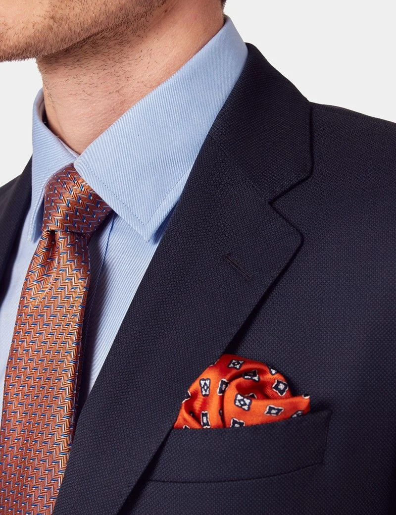 Tailored Fit Navy Birdseye 1913 Suit Jacket thumbnail 3