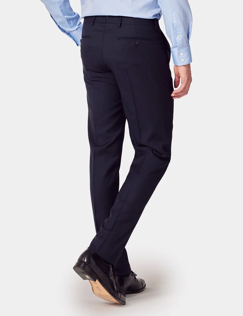 Tailored Fit Navy Birdseye 1913 Suit Trousers thumbnail 4