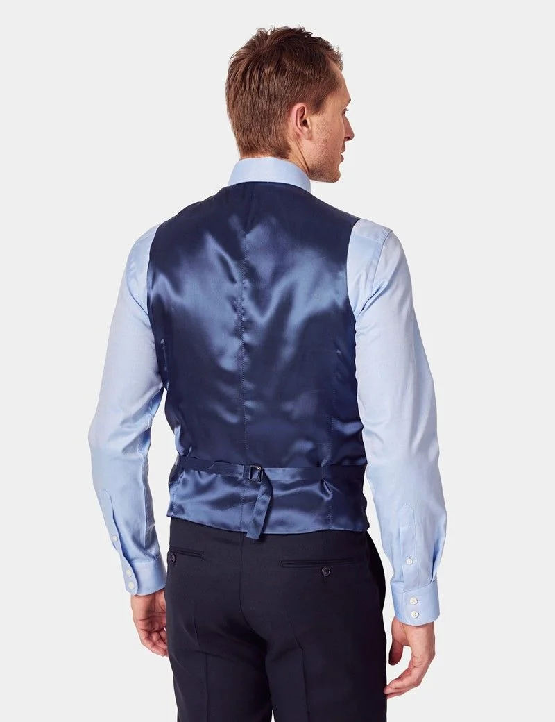 Tailored Fit Navy Birdseye 1913 Waistcoat thumbnail 5