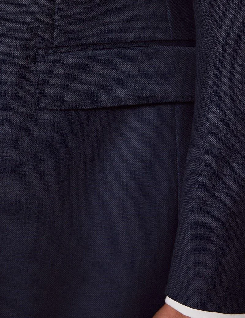 Tailored Fit Navy Birdseye Suit Jacket thumbnail 4